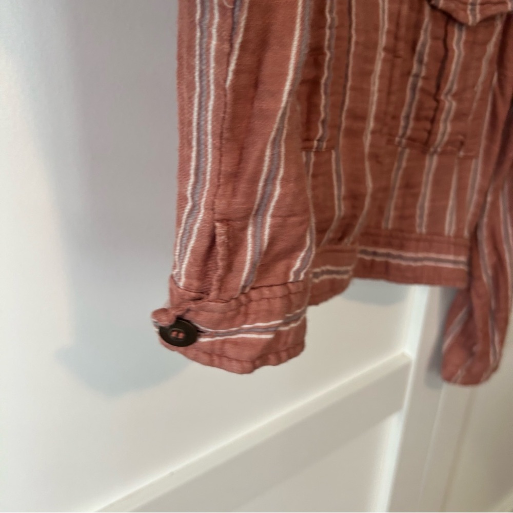 Free People FP One Women's Brown Striped Officer Jacket Top in Size M - Picture 7 of 14